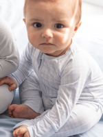 Pijama con cremallera Vichy celeste