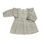 Vestido verde Flores Pompom