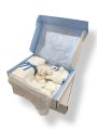 Caja de Regalo Traje 3p Polaina y gorro pompom + toquilla nude