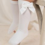 Calcetín lazo velvet blanco