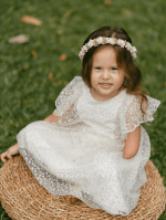 corona niña cintas atras follajes preservados ivory con dorado