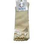 Calcetin Liso beige con lazo