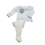 Conjunto  rayado celeste/blanco