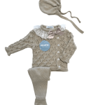 Conjunto 3p calado rombos beige