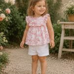 Conjunto short rosas flores