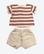 Conjunto camisa rayas y short terracota - Imagen 2