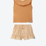 Conjunto short y blusa con cuellito ocre