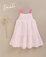 Vestido de niña tirantes de rayas rosa - Imagen 2