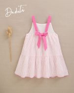 Vestido de niña tirantes de rayas rosa - Imagen 3
