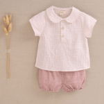 Conjunto de bebé niño camisa cuadros y short