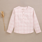 Camisa de niño con cuadros rosa y blanco