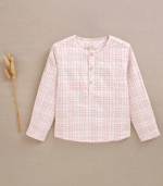 Camisa de niño con cuadros rosa y blanco