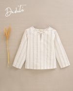 Camisa de niño de rayas mostaza con cuello redondo - Imagen 2