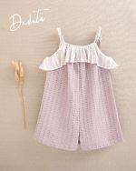 Peto malva de crochet con volante de rayas - Imagen 2