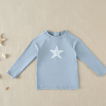 Camiseta de bebé de lycra azul estrella