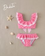 Vestido de baño flores rosa con volantes