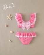 Vestido de baño flores rosa con volantes - Imagen 2