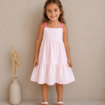 Vestido de niña tirantes de rayas rosa