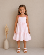 Vestido de niña tirantes de rayas rosa