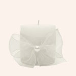 Set de candelas pequeñas blanca con lazo