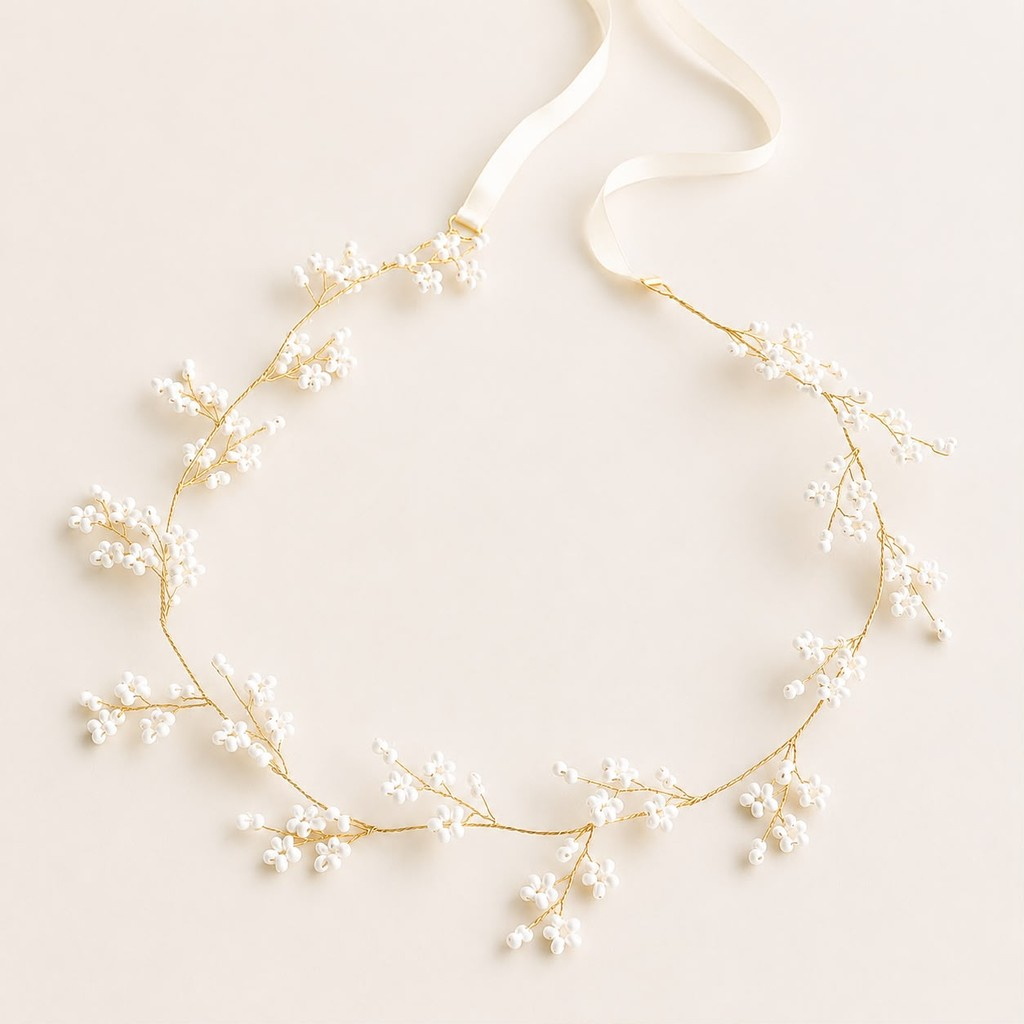 749-019fb41d-4424-759c-9f0e-573a04b173ba.jpg Corona flexible de perlas naturales y beads-Dorada - Imagen 1