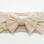 Vincha bebé textura suave con lazo Beige