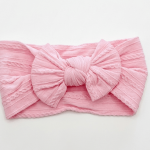 Vincha bebé textura suave con lazo Rosa