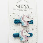 Prensita Glitter unicornio Azul